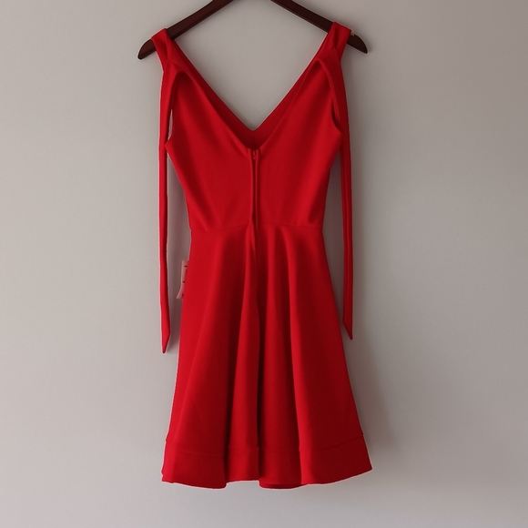 NEW B Darlin Mini Dress Tank Fit & Flare V-neck Tie Back Bright Red Size 5/6 - Picture 4 of 13